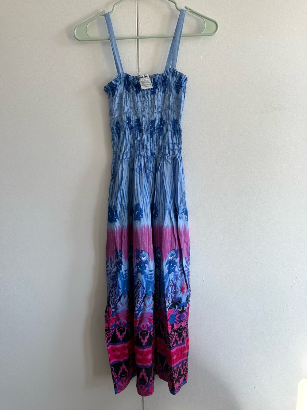 Just Love Blue Pink Ombre Floral Maxi Dress